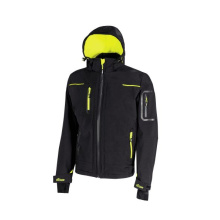VESTE SOFTSHELL SPACE BLACK CARBON/JAUNE FLUO